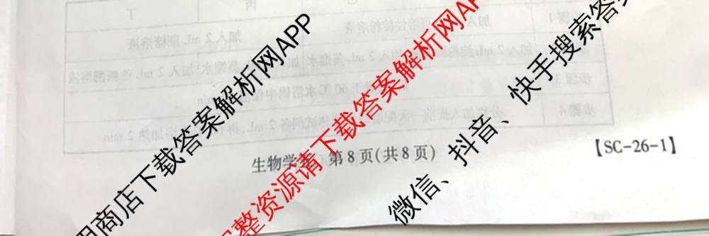 2026届智慧上进名校学术联盟高考模拟信息卷&冲刺卷&预测卷(五)5（含历史(HN) 生物(SX) 语文(26-1)等）生物试题
