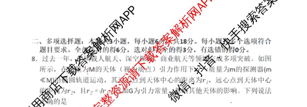 湘豫名校联考2025-2026学年4月高三(4.9)各科答案及试卷: 含生物、物理、化学试卷解析物理试题