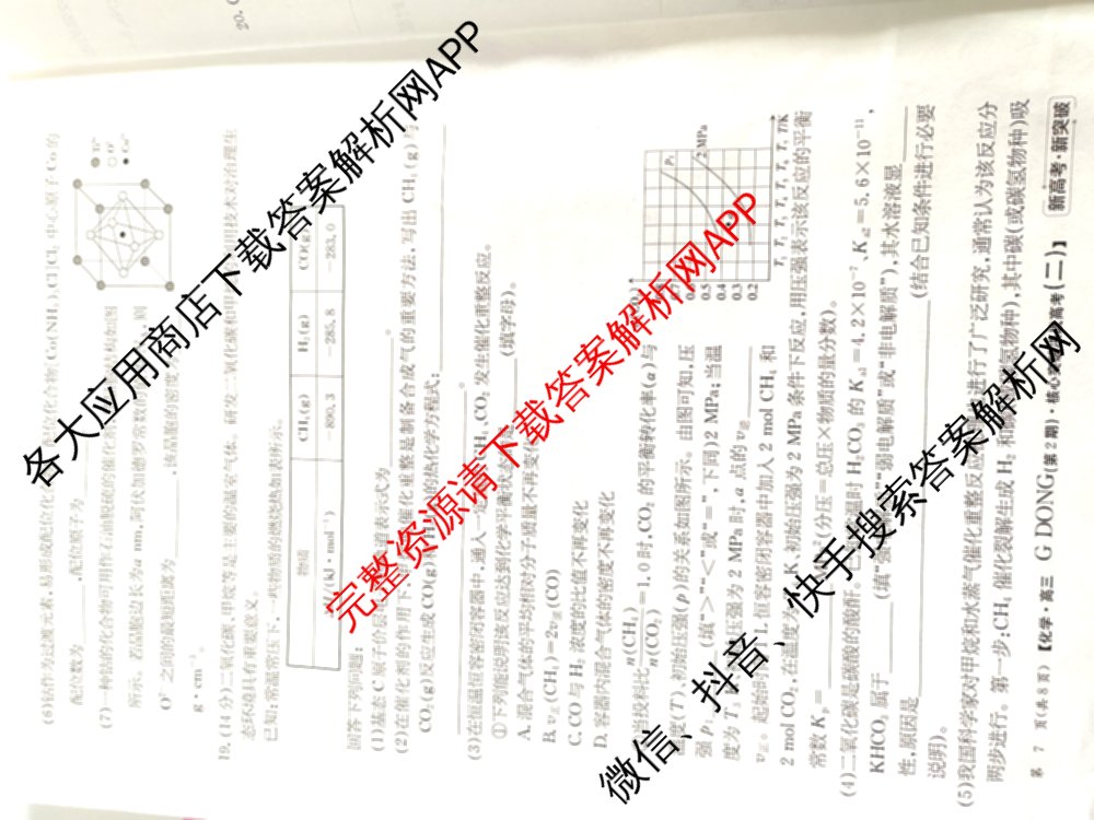 2025年普通高校招生统一考试核心突破决战高考(二)试卷及答案汇总（含地理(G DONG) 英语(G DONG) 物理(YN)等）化学试题