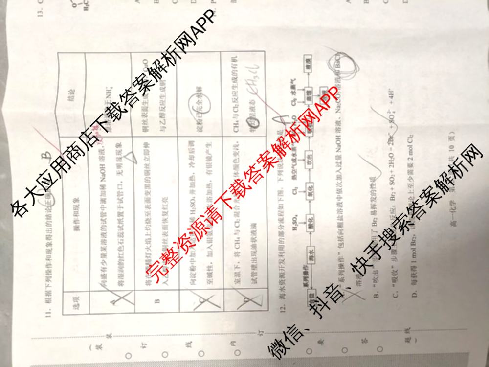 内蒙古通辽市2026年春季学期高一期末调研试卷: 含物理 生物 化学试卷解析化学试题