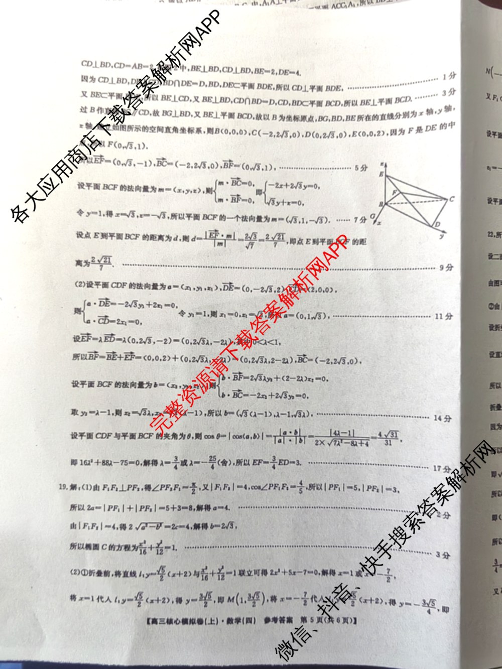 九师联盟2024~2025学年高三核心模拟卷(上)(四)4（18科全）数学答案